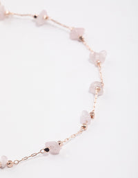 Rose Gold Rose Quartz Dainty Chip Anklet - link has visual effect only