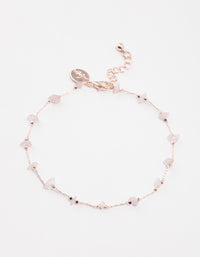 Rose Gold Rose Quartz Dainty Chip Anklet - link has visual effect only