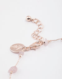 Rose Gold Rose Quartz Dainty Chip Anklet - link has visual effect only