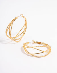 Gold Plated Medium Textured Braid Hoop Earrings - link has visual effect only