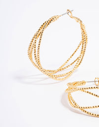 Gold Plated Medium Textured Braid Hoop Earrings - link has visual effect only