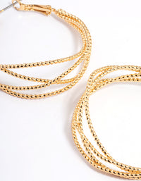 Gold Plated Medium Textured Braid Hoop Earrings - link has visual effect only