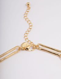 Gold Plated Long Link Chain Necklace - link has visual effect only