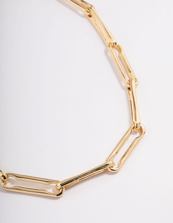 Gold Plated Long Link Chain Necklace