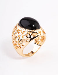 Gold Black Filigree Ring - link has visual effect only