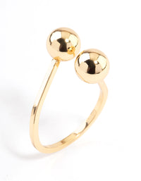 Gold Plated Double Ball Ring - link has visual effect only