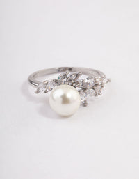 Silver Leafy Pearl Ring - link has visual effect only