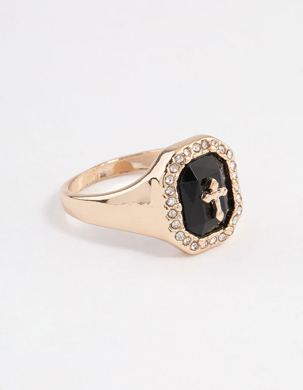 Black Cross Signet Ring