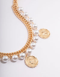 Gold Hinge Pearl Double Chain Belts - link has visual effect only