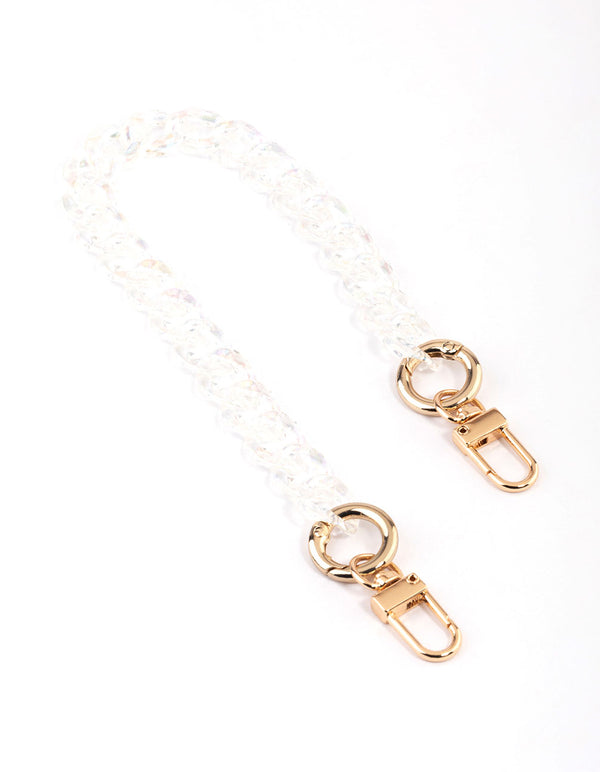 Clear Iridescent Chain Wrist Phone Strap