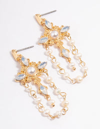 Gold Plated Embellished Freshwater Pearl Cross Earrings - link has visual effect only