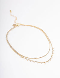 Gold Plated Diamante Double Layer Choker - link has visual effect only