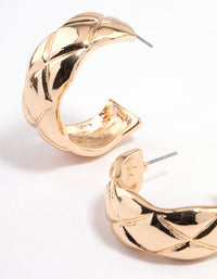 Gold Quilted Hoop Earrings - link has visual effect only