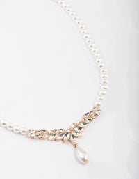 Gold Teardrop Pearl Necklace - link has visual effect only