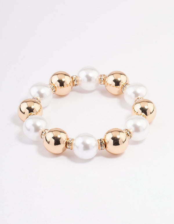 Gold Pearl Ball Bracelet