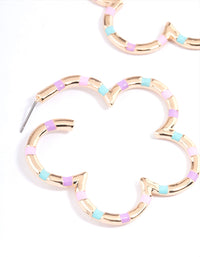 Gold Multi Flower Hoop Earrings - link has visual effect only