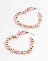 Gold & Pearl Suede Heart Hoop Earrings - link has visual effect only