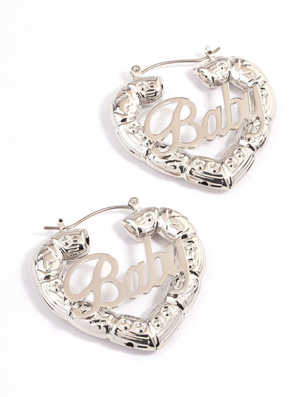 Rhodium Baby Statement Hoop Earrings