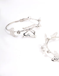 Rhodium Butterfly Hoop Earrings - link has visual effect only