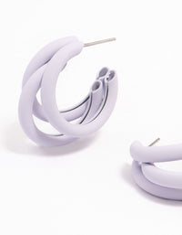 Lilac Coated Triangular Hoop Earrings - link has visual effect only