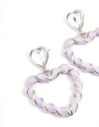 Rhodium Purple Heart Twist Drop Earrings - link has visual effect only