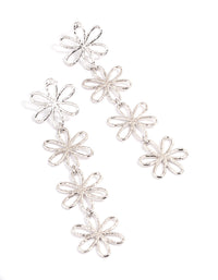 Rhodium Flower Drop Earrings - link has visual effect only