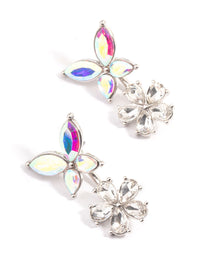 Rhodium Crystal Flower Wrap Earrings - link has visual effect only