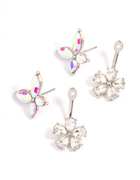 Rhodium Crystal Flower Wrap Earrings - link has visual effect only