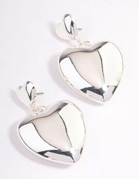 Rhodium Puffy Heart Statement Earrings - link has visual effect only