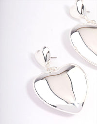 Rhodium Puffy Heart Statement Earrings - link has visual effect only