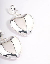 Rhodium Puffy Heart Statement Earrings - link has visual effect only