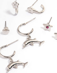 Rhodium Dolphin Stacker Earrings - link has visual effect only