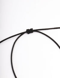 Silver Puffy Heart Black Suede Adjustable Cord Necklace - link has visual effect only