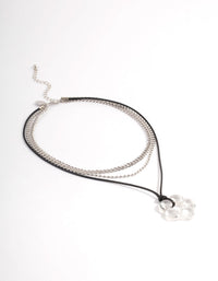 Rhodium Acrylic Flower Necklace - link has visual effect only