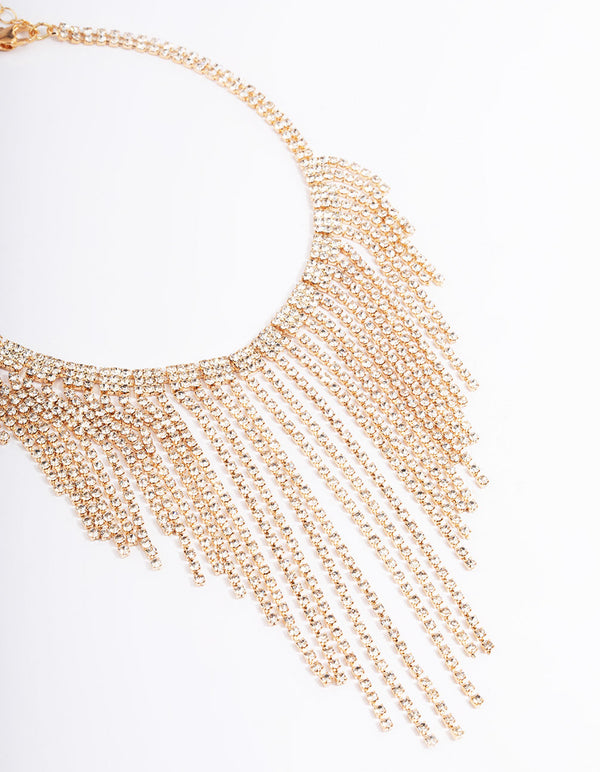 Gold Diamante Fringe Choker