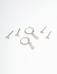 Silver Plated Crystal Pear Huggie Earrings 6-Pack - link has visual effect only