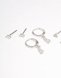 Silver Plated Crystal Pear Huggie Earrings 6-Pack - link has visual effect only