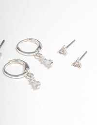 Silver Plated Crystal Pear Huggie Earrings 6-Pack - link has visual effect only