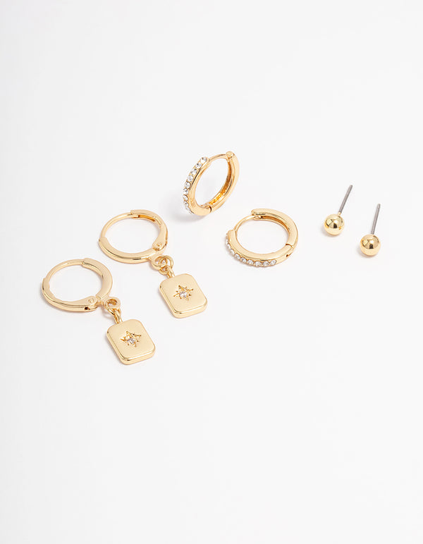 Gold Plated Celestial Earrings 6-Pack