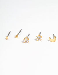 Gold Plated Cubic Zirconia Moon Earrings 8-Pack - link has visual effect only