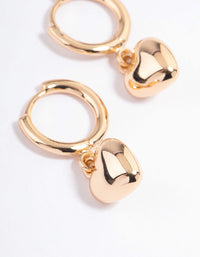 Gold Puffy Heart Drop Huggie Earrings - link has visual effect only