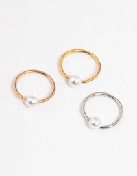 Mixed Metal Pearl Nose Ring Pack - link has visual effect only