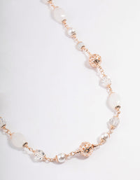 Rose Gold Mixed Facet & Filigree Beaded Long Necklace - link has visual effect only