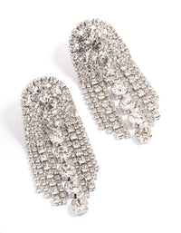 Silver Diamante Arch Statement Drop Earrings - link has visual effect only