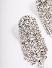 Silver Diamante Arch Statement Drop Earrings - link has visual effect only