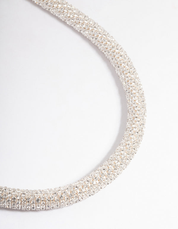 Silver Diamante Mesh Necklace