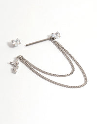 Surgical Steel Cubic Zirconia Chain Nipple Piercing - link has visual effect only