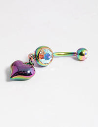 Purple Coated Surgical Steel Heart Belly Ring - link has visual effect only