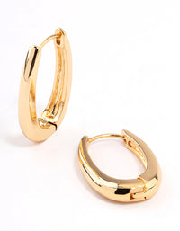 Gold Plated Long Oval Plain Huggie Earrings - link has visual effect only