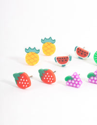 Kids Bright Fimo Fruit Stud Earrings 6-Pack - link has visual effect only